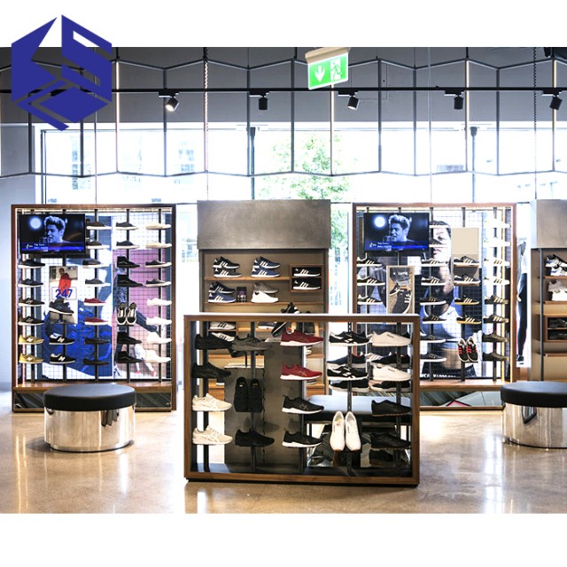 Sports shoes display cabinet and rack for shop furniture garment display